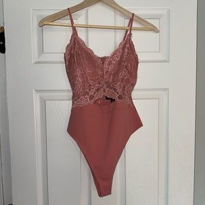 Pink lace body suit/ lingerie